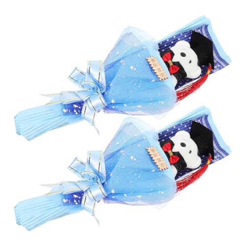 FUNNETOYU 2 Stück Graduierungsstrauß Grad Party favorisieren Abschlussfeier Bär tragen blumenstrauß abschlussgeschenk bläulich Figur Puppenstrauß Strauß Schaum Blue von FUNNETOYU