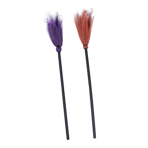FUNNETOYU 2 Stück Halloween Hexenbesen Dekoration Bunte Besen Requisiten für Party Deko Kinderparty Halloween Party Zubehör Zufällige Farbe von FUNNETOYU