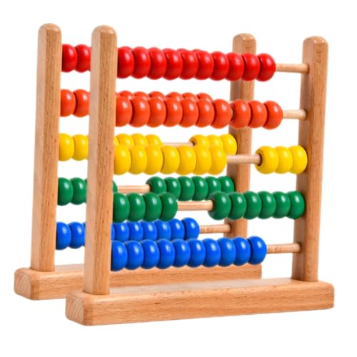FUNNETOYU 2 Stück Holz Abacus Teiliges mit Bunten Perlen Zählrahmen für Pädagogisches Rechenwerkzeug zur Gehirnentwicklung Mentale Arithmetik Lernspielzeug für Vorschule und Grundschule von FUNNETOYU
