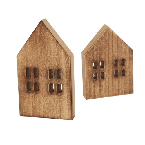 FUNNETOYU 2 Stück Kabinendekorationen Häuser Wohnkultur Haus Dekorationen winziges Haus Dekorationshaus kleines dekoriertes Haus Hausmodell Hausdekorationen Wohnzimmer hölzern Braun von FUNNETOYU