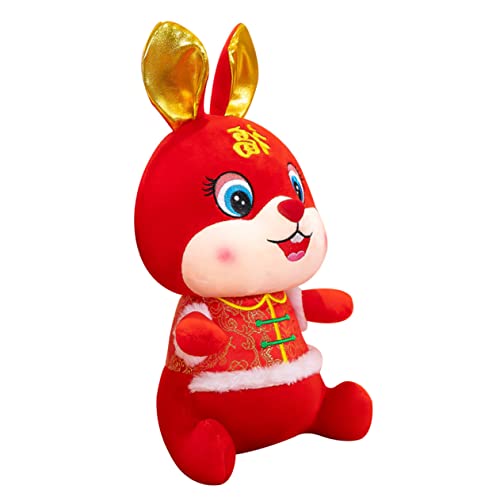 FUNNETOYU 2 Stück Knopf Anzug Kaninchen Kaninchen Stofftiere Plüschkaninchen Stofftier Hasenpuppe Jahr Der Hasenpuppen Tier Stofftier Rot Pp Baumwolle von FUNNETOYU