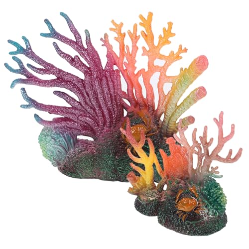 FUNNETOYU 2 Stück Künstliche Korallen Dekoration Realistische Aquarium Ornamente Langlebig Farbecht für Tropische Fischbecken und Aquarien Zubehör von FUNNETOYU