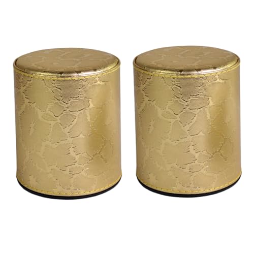 FUNNETOYU 2 Stück Leder Würfelbecher Zylindrische Würfelbox Antibetrugs Würfelbox für Lustige Ktv Spiele Goldmuster von FUNNETOYU