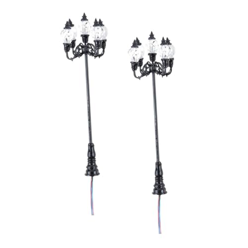 FUNNETOYU 2 Stück Maßstab Puppenhaus Lampen Dekoration für Sandtisch Landschaftsmodell Zubehör mit Warmweißem Licht Langlebig und Detailgetreu von FUNNETOYU