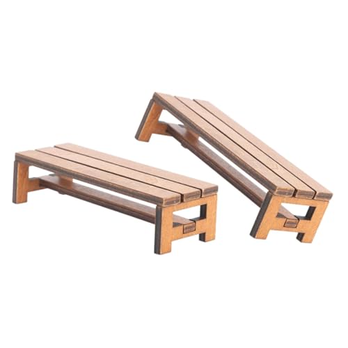 FUNNETOYU 2 Stück Mini-Ornamentstuhl aus Holz Miniatur-Bank Puppenhaus-Miniaturbank Dorfbank-Puppenhaus holzdeko puppenstubenmöbel Miniatur-Holzbank Mini-Verzierung Hausmöbel hölzern Brown von FUNNETOYU
