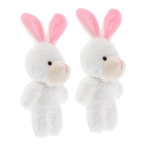 FUNNETOYU 2 Stück Mini Plüsch Kaninchen Weiß Niedliche Miniatur Kuscheltier Puppenhaus Deko Realistisches Stofftier Sicher Für Sammler Zubehör von FUNNETOYU