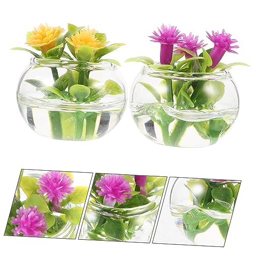 FUNNETOYU 2 Stück Miniatur Bonsai Pflanzen Kleine Topfpflanzen Puppenhaus Dekoration Realistische Miniatur Pflanzen Zubehör für Mini Garten und Puppenhaus Szenen von FUNNETOYU