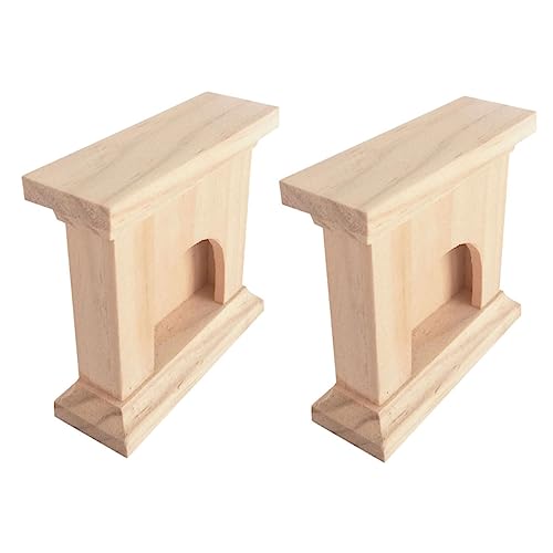 FUNNETOYU 2 Stück Miniatur Holz Kamin Modell Teilig Handgefertigt Naturbelassen Robustes Holzspielzeug und Puppenhaus Dekoration Kreatives für Langlebig und Formstabil von FUNNETOYU