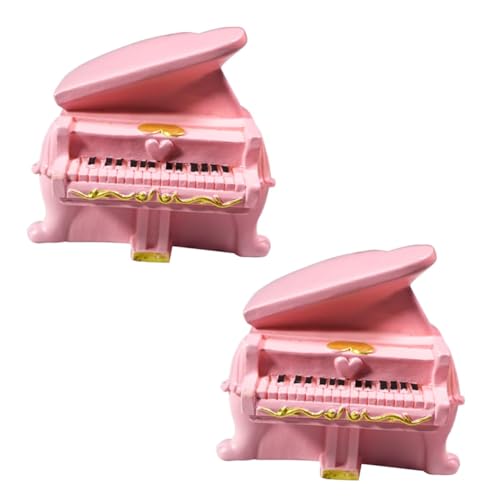 FUNNETOYU 2 Stück Miniatur Klavier Modell DIY Resin Handarbeit Miniaturinstrument Puppenhaus Dekoration Rosa Mini Piano für Wohnraum Schlafzimmer Geschenk von FUNNETOYU