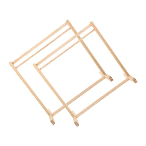 FUNNETOYU 2 Stück Miniatur Puppenkleiderständer aus Holz Stabiles Handgefertigtes Trockenständer Dollhouse Zubehör Platzsparend für Puppenhaus Kleidung und Accessoires Sicher Poliert von FUNNETOYU