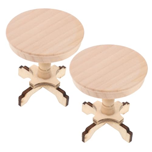 FUNNETOYU 2 Stück Miniatur Rundes Teetisch Modell Aus Holz Passend Für Wohnzimmer Dekoration Leichtes Möbel Für Kreative Und Sammlungszwecke von FUNNETOYU