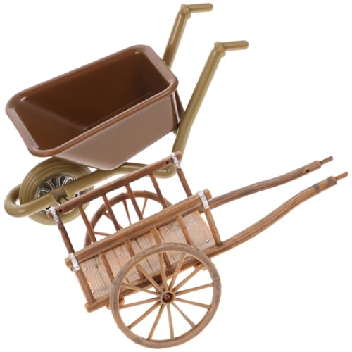 FUNNETOYU 2 Stück Miniatur Schubkarren Modell Detailreiche Miniatur Farmwagen Figuren für Mikro Landschaft Langlebige Dekoration für Puppenhaus Moosgarten und Feengarten Zubehör von FUNNETOYU