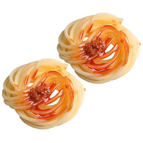 FUNNETOYU 2 Stück Nudeln mit künstlicher Soße große Schüssel Schüsseln Nudelschalen sofortig Restaurant Makronen Hausdekoration Simulation gefälschtes Essen Pasta-Modell PVC Yellow von FUNNETOYU
