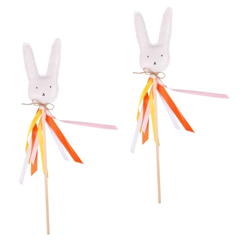 FUNNETOYU 2 Stück Ostern Zauberstab Easter Bunny koszyczki wielkanocne Osterdekoideen Osterdeko Osterhasenfiguren geformt Zauberstäbe Fee Zauberstab Osterhasen-Feenstab Stoff von FUNNETOYU