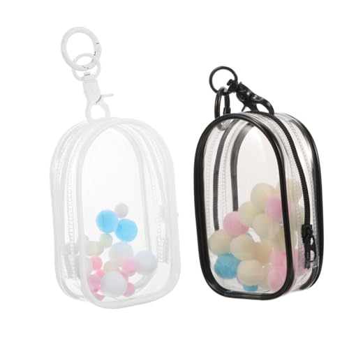 FUNNETOYU 2 Stück PVC Transparente Aufbewahrungstasche Teiliges mit Schlüsselanhänger Robuste PVC Figurentasche zur Sicheren Aufbewahrung und Anzeige von Mini Puppen und Sammelfiguren Klar von FUNNETOYU
