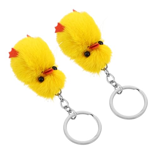 FUNNETOYU 2 Stück Plüsch Schlüsselanhänger Kleiner Gelber Entchen Anhänger Lustiges Kuscheltier Zubehör Für Erwachsene Als Geburtstagsgeschenk Und Taschenanhänger von FUNNETOYU