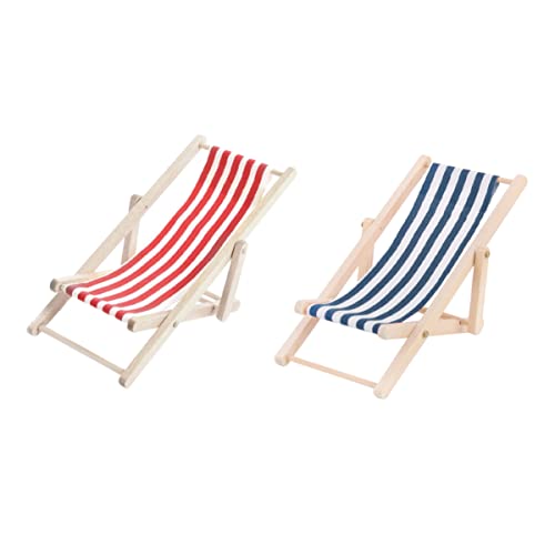 FUNNETOYU 2 Stück Puppenhäuser Robuste Holzliegestühle Blau und Rot für Garten und Strand Szenen FUNNETOYU 2 Stück Puppenhäuser Robuste Holzliegestühle Blau und Rot für Garten und Strand Szenen von FUNNETOYU