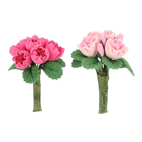 FUNNETOYU 2 Stück Puppenhaus DIY Bastelzubehör Mini Blumen für Miniaturgärten und Puppenmöbel von FUNNETOYU