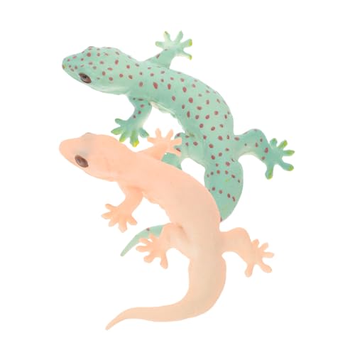 FUNNETOYU 2 Stück Realistische Gecko Figuren aus Robustem PVC Realistische Echsen Nachbildung mit Glatter Oberfläche Kindersicheres Reptilien Dekor für Garten Bonsai von FUNNETOYU