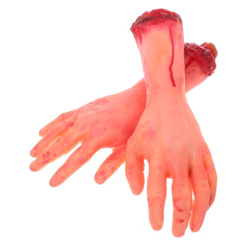 FUNNETOYU 2 Stück Realistische Halloween Deko Teiliges Blutige Abgetrennte Hände Gruselige Fake Arme für Geisterhaus Requisiten April Fools Party Zubehör von FUNNETOYU
