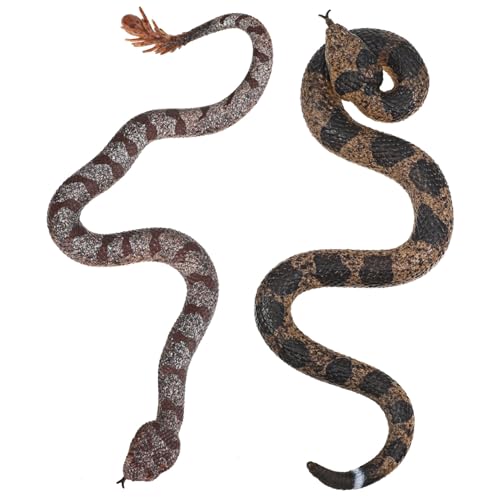 FUNNETOYU 2 Stück Realistische TPR Silikon Schlangenmodelle Flexible und Robuste Gummischlangen für Haustiertraining Fotorequisiten Halloween-streiche und Outdoor-Abenteuer Einfach zu von FUNNETOYU