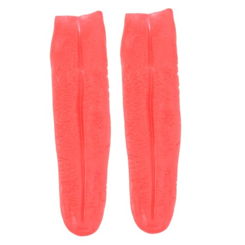 FUNNETOYU 2 Stück Rote Lange Halloween Kostüm Requisite Vinyl Künstliche für Cosplay Party Dekoration Vampir Zubehör Spaß Halloween von FUNNETOYU