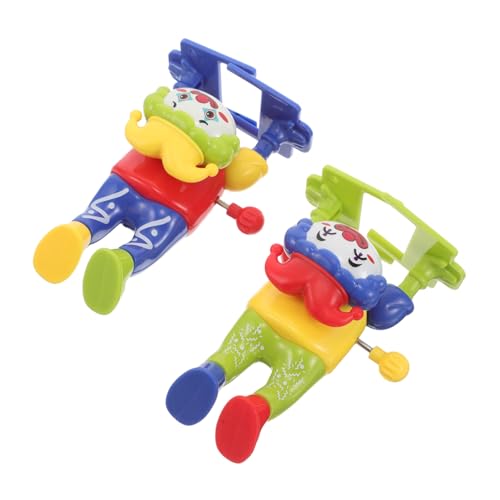 FUNNETOYU 2 Stück Teiliges Aufzieh Clown Lustiger Purzelbaum Aktion Stabile Verarbeitung Geeignet für Ab Jahren Batteriefrei Farblich Sortiert Grün Blau von FUNNETOYU