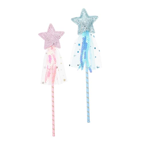 FUNNETOYU 2 Stück Teiliges Feenstab mit Licht Leichter und Praktischer Zauberstab Blau Fünfzackiger Stern für Kostüm Cosplay Bühnenauftritte und Partyspaß von FUNNETOYU