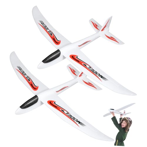 FUNNETOYU 2 Stück Teiliges Großes Epp Schaumstoff Handwurf Flugzeug mit Aufklebern Wurfgleiter für Fördert Hand Auge koordination für Geburtstagsfeiern und Outdoor Spiele von FUNNETOYU