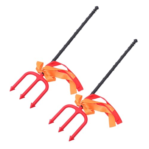 FUNNETOYU 2 Stück Teiliges Halloween Dreizack Realistischer Kunststoff Trident Prop Leichtes Detailreiches Cosplay Zubehör für Erwachsene für Kostümparty und Karneval von FUNNETOYU