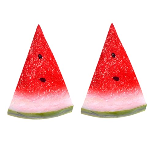 FUNNETOYU 2 Stück Teiliges Künstliche Wassermelonen Scheiben PVC Fake Obst Dekoration für Heim Restaurant und Fotografie von FUNNETOYU