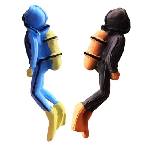 FUNNETOYU 2 Stück Teiliges Mini Taucher Modell Stilvolle Aquarium Dekoration Handgefertigte Unterwasser Figuren für DIY Meeresszene Geeignet für Fischbecken und Miniaturlandschaften von FUNNETOYU