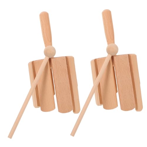 FUNNETOYU 2 Stück Teiliges Orff Holzinstrument Rhythmusspielzeug mit Schlägel für Natürliches Klangholz Sicherer Lernspielzeug Kreativität Koordination und Musikalischer Frühbildung von FUNNETOYU