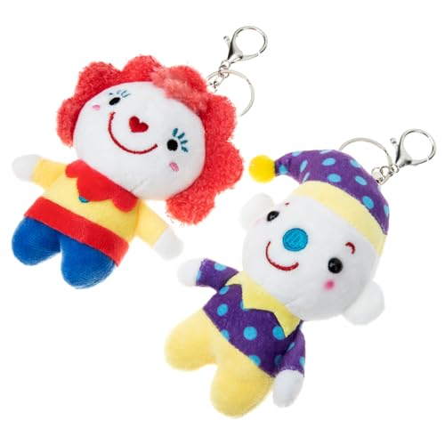 FUNNETOYU 2 Stück Teiliges Plüsch Schlüsselanhänger Clown Kuscheltier Anhänger für Rucksack Handtasche Weiche Gefüllte Puppen aus Hochwertigem Material Niedliche Cartoon Deko für Erwachsene von FUNNETOYU