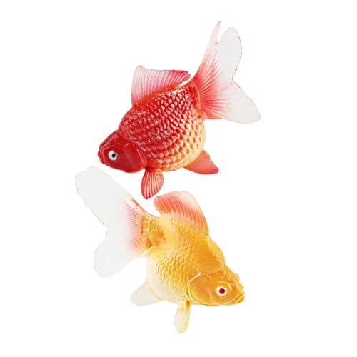FUNNETOYU 2 Stück Teiliges Realistische Goldfisch Figuren aus Kunstmaterial Kleine Künstliche Fische für Aquarium und Miniteich Schwimmende Dekoration für Unterwasserlandschaften und von FUNNETOYU