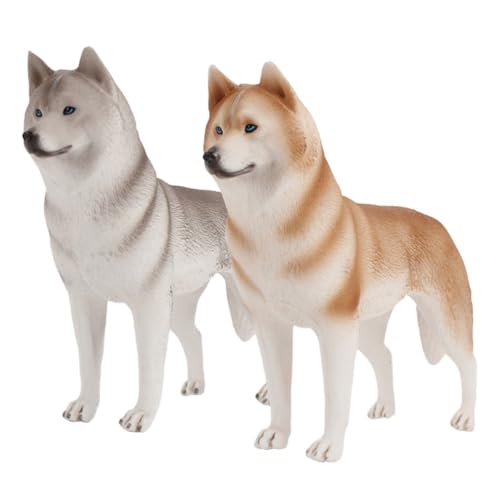 FUNNETOYU 2 Stück Teiliges Realistische Husky Hunde Modell Figuren Detailreiche Täuschend Echte Haustier Dekoration für Schreibtisch Büro Auto Pädagogisches FUNNETOYU 2 Stück Teiliges Realistische Husky Hunde Modell Figuren Detailreiche Täuschend Echte Haustier Dekoration für Schreibtisch Büro Auto Pädagogisches von FUNNETOYU