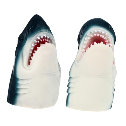 FUNNETOYU 2 Stück Teiliges Shark Head Handpuppen aus Umweltfreundlichem Realistische Tierhandpuppen für Erwachsene Spielerisches Rollenspiel Beißende Finger Lernspielzeug von FUNNETOYU