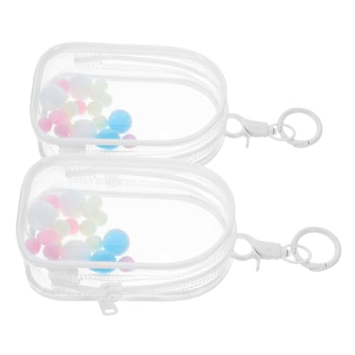 FUNNETOYU 2 Stück Transparente PVC Sammeltasche mit Schlüsselanhänger Aufbewahrungsbeutel für Figuren Staubdichte Vitrine für Sammlerstücke Versiegelte Tragbare Hüllen für Miniaturen von FUNNETOYU