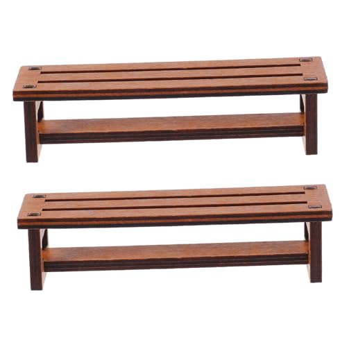 FUNNETOYU 2 Stück Vintage Miniatur Holzstuhl Puppenhaus Möbel Retro Stil Miniatur Gartenmöbel Mini Hocker Dekoration für Puppenhaus Wohnzimmer Micro Landschaft Zubehör von FUNNETOYU