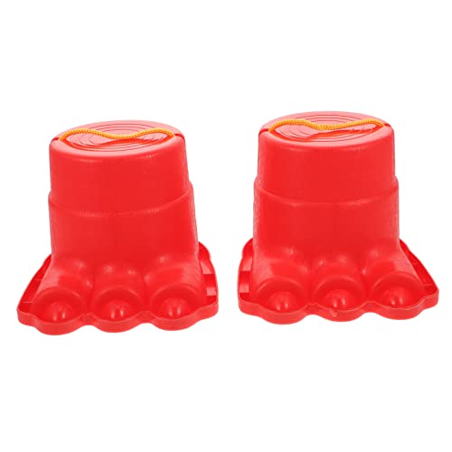 FUNNETOYU 2 Stück große Füße Stelzen Outdoor draußen zappelnde sensorisches Gleichgewichtstrainingsspielzeug Interaktionsspielzeug Abs rot von FUNNETOYU