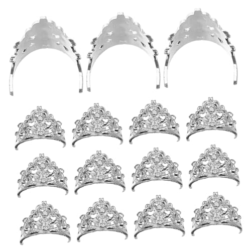 FUNNETOYU 20 Stück Puppenkrone Puppenaccessoires Spielzeugaccessoires Haarschmuck für Puppen Puppenkopfschmuck-Set Prinzessin kleine Puppen Kronenschmuck winzige Krone Plastik Silver von FUNNETOYU