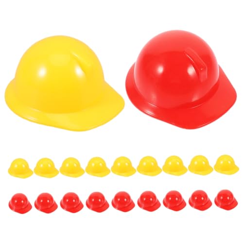 FUNNETOYU 20 Stück Teiliges Mini Bauhelm aus Kunststoff Kleine Sicherheitshelme für Puppen Vielseitig für Partydekoration Bastelprojekte und Spielszene Gelb und Rot Kindgerecht von FUNNETOYU