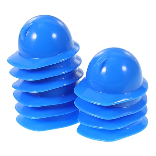 FUNNETOYU 20 Stück Teiliges Mini Sicherheitshelm Blau Vielseitige Mini Bauhelme als Puppenzubehör Flaschenaufsatz und Haustierhelm Leichte Kunststoffkonstruktion für Dekoration und Schutz von FUNNETOYU
