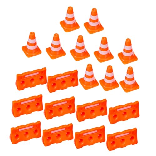 FUNNETOYU 20 Stück Teiliges Mini Verkehrsschilder Spielset mit Orangefarbenen Pylonen und Wasserbarrieren Pädagogisches Lernspielzeug für Fördert Kreativität und Verkehrssicherheit für von FUNNETOYU