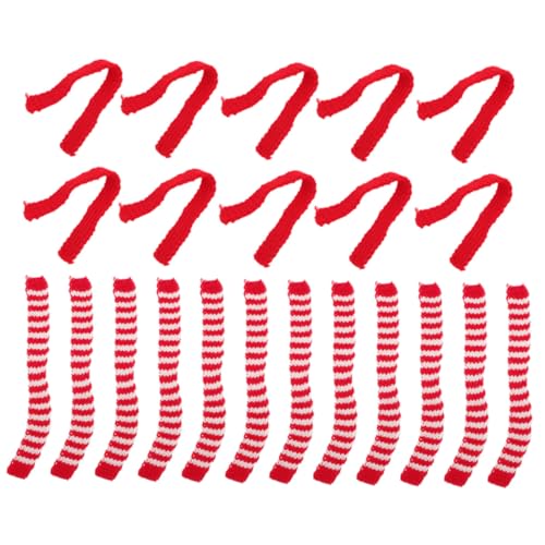 FUNNETOYU 20 Stück Teiliges Mini Wollschal Spielzeugfiguren Bunte Kleine Schals mit Roten und Grünen Streifen Dekorative Party deko für Weihnachten Bastelprojekte und Mini Puppen Fein von FUNNETOYU
