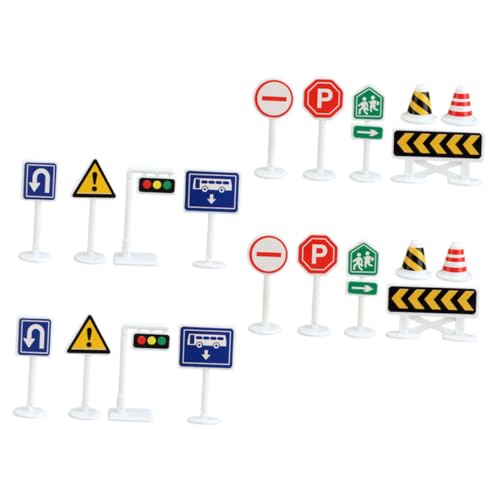 FUNNETOYU 20 Stück Teiliges Mini verkehrszeichen spielset aus Kunststoff Realistische Straßenschilder und Warnkegel für Fördert Verkehrssicherheit und Spielspaß Lernspielzeug für Jungen und von FUNNETOYU