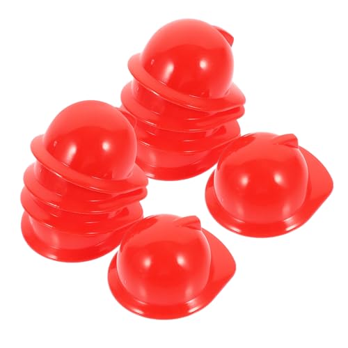 FUNNETOYU 20 Stück Teiliges Miniatur Bauhelme aus Kunststoff Realistische Kleine Schutzhelme als Puppenzubehör und Haustierhut Vielseitige Dekoration für Flaschen Party und Outdoor Rot von FUNNETOYU