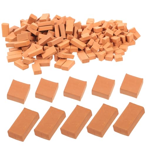 FUNNETOYU 200 Stück Mini Ziegelsteine Modellbausteine für DIY Mikro Sandtisch Rote Miniatursteine für Puppenhaus Garten Architektur und Bastelprojekte von FUNNETOYU