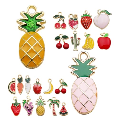 FUNNETOYU 21 Stück Teiliges Mini DIY Obstanhänger Anhänger aus Legierung mit Ananas Erdbeere Kirsche und Wassermelone für Armband und Halskettenherstellung Kreative Schmuckzubehör FUNNETOYU 21 Stück Teiliges Mini DIY Obstanhänger Anhänger aus Legierung mit Ananas Erdbeere Kirsche und Wassermelone für Armband und Halskettenherstellung Kreative Schmuckzubehör von FUNNETOYU