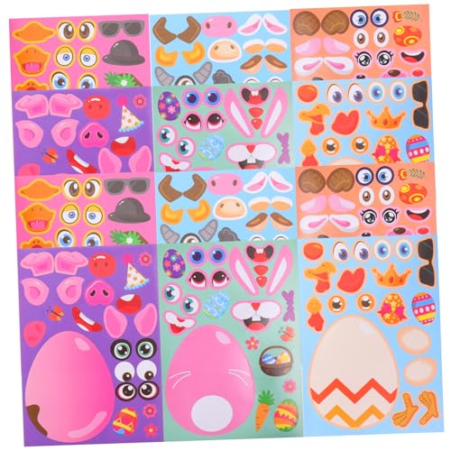 FUNNETOYU 24 Blatt Aufkleber Eieraufkleber Für Dekorationsaufkleber Abziehbilder Make A Face Aufkleber Home Wandaufkleber Themenaufkleber Aufkleberpapier von FUNNETOYU